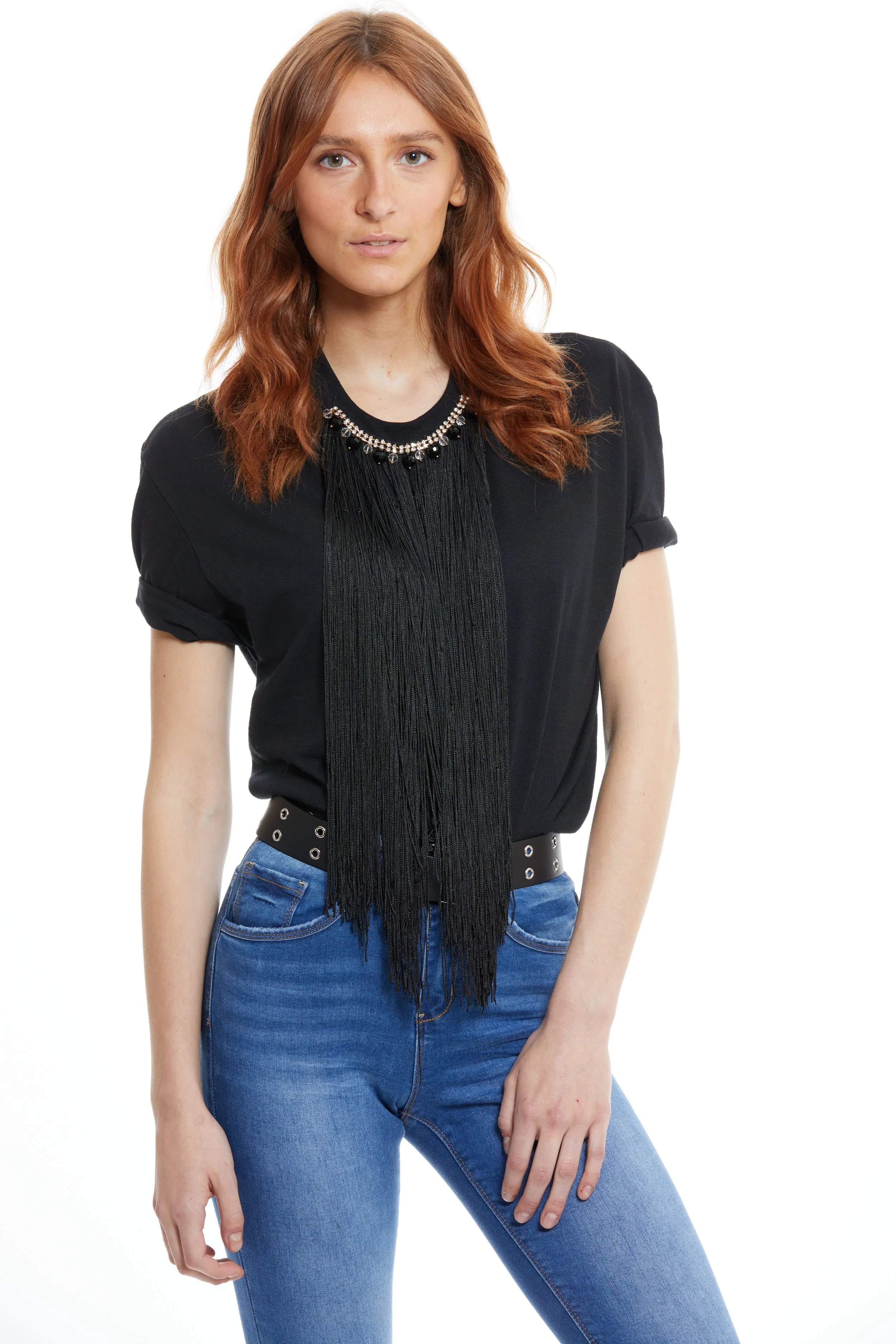 Studded Fringe T-Shirt — Donald Guadeloupe